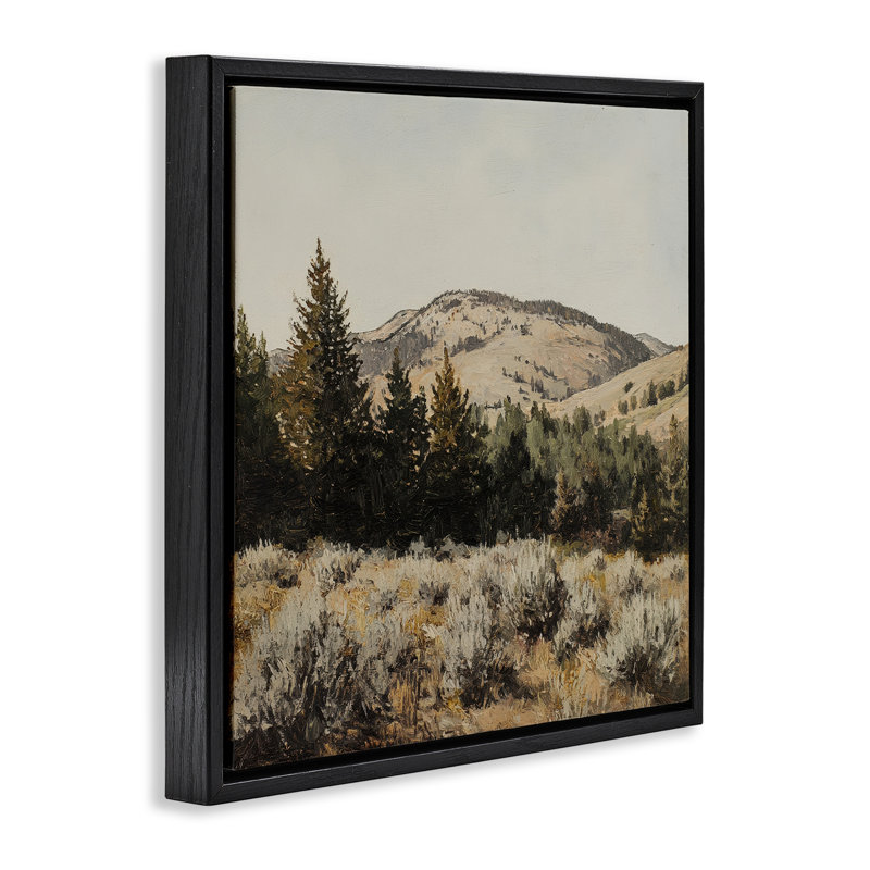 Cadre flottant Cedar Mountain View, design par Petal Prints Design, Jet Black Floater Framed, 18 x 18