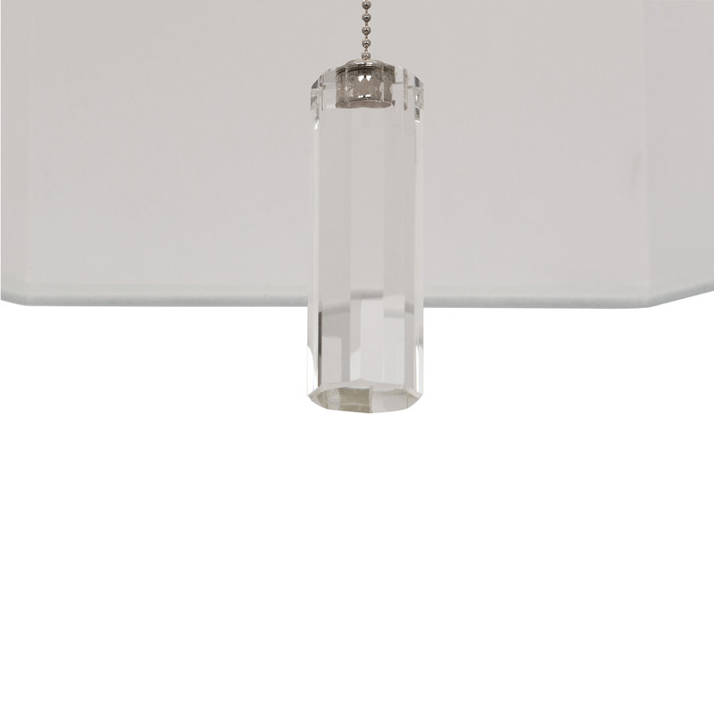 Lustre tambour unique à 6 lumières Kate, Gris perle, Nickel poli
