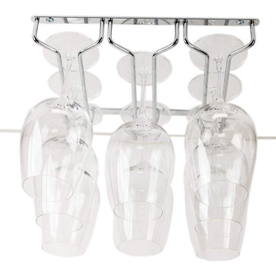 Hanging Wine Glass Rack in Silver by Prep & Savour