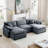 Jeffers Chenille Fabric Upholstered 4-Piece Sectional Sofa-128619559-128619560