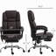 Fauteuil de bureau à 6 points de massage par vibration avec fauteuil inclinable chauffant en cuir de polyuréthane, hauteur réglable, repose-pieds, brun