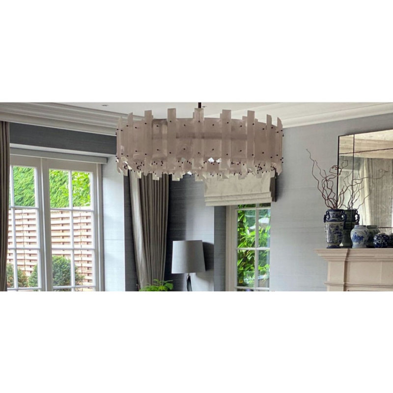 Light Lustre Saturne Round Crown Chandelier, Antique Brass, Frosted, 14” Diameter x 14” Height