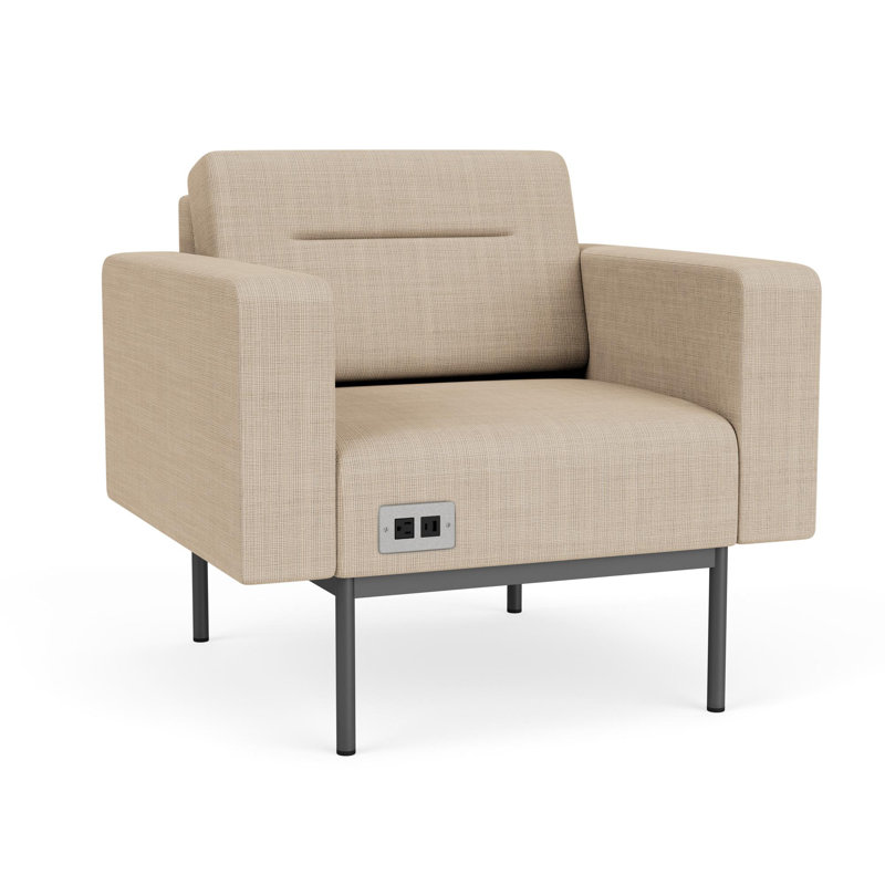 Chaise d'invité de réception Darsey, Charcoal, Chambray calcaire, With Power