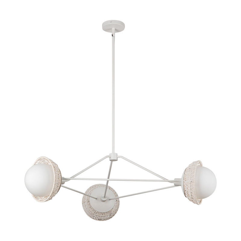 Lustre moderne 3 lumières 40 po Artiola, Blanc