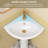23 Inch Corner Pedestal Bathroom Sink in White Vitreous China for Bathroom and Corner Space Saving 