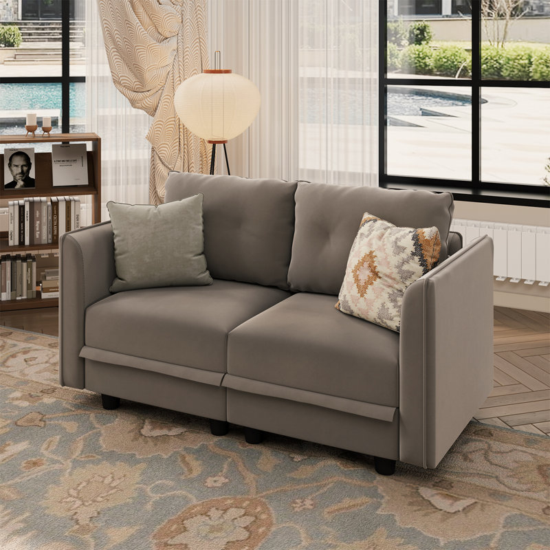 Causeuse avec rangement Tomario, Polyester brun