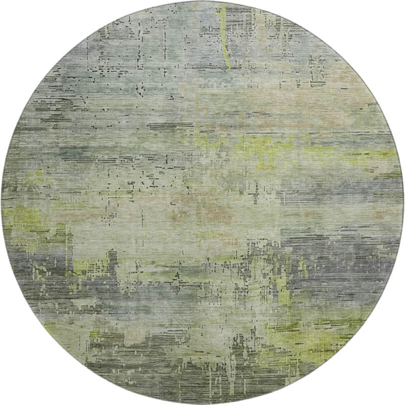 Premium Machine Washable Baford AMF1650 Abstract Rug, Round 8'