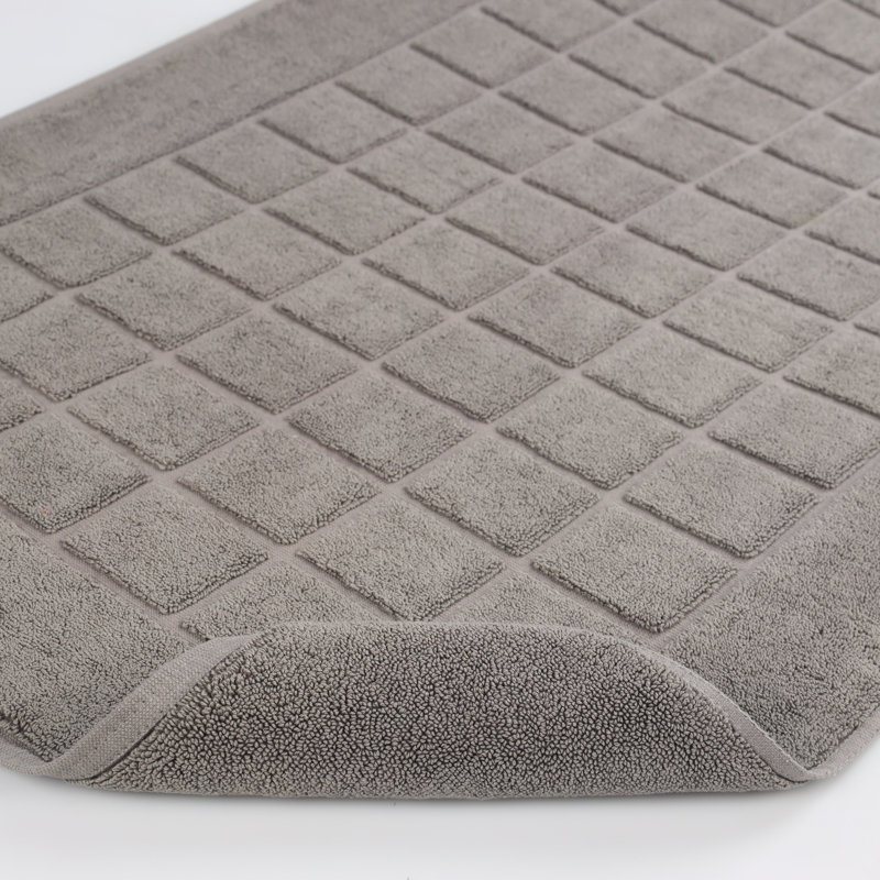 Charcoal Cotton Checkered Bath Mat Set of 2