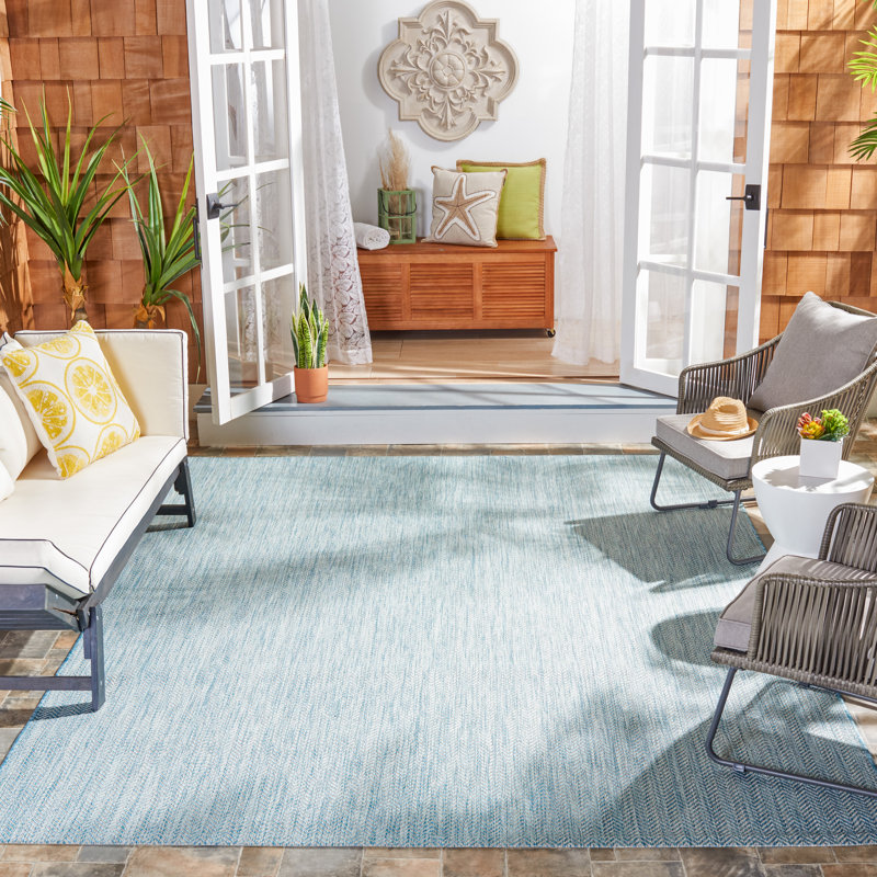 Casmir Aqua/Grey Indoor/Outdoor Rug, Rectangle 201 x 290 cm