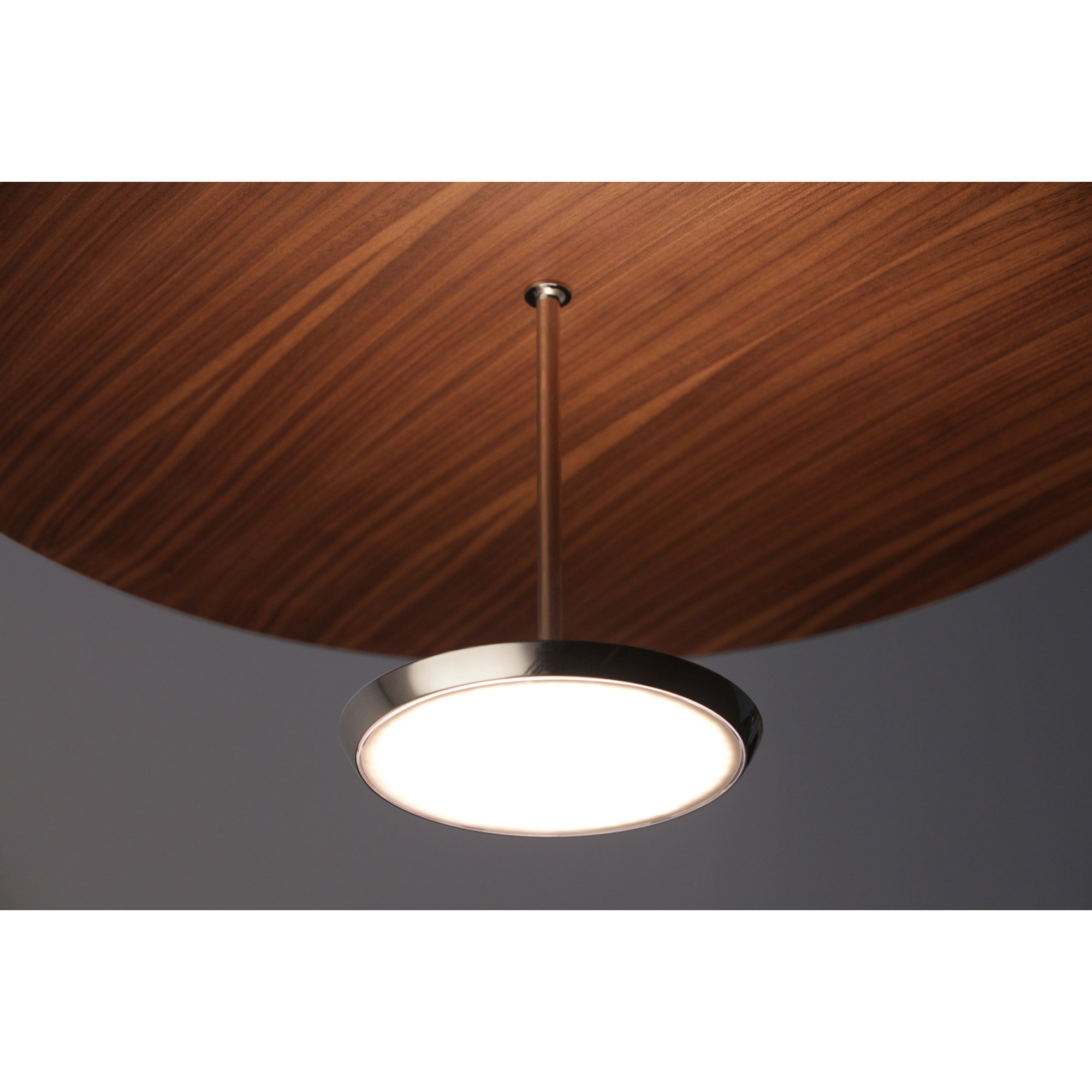 Sky Dome 1 - Light LED Pendant, 17.5" H x 17.5" W x 17.5" D, Walnut, Polished Aluminum