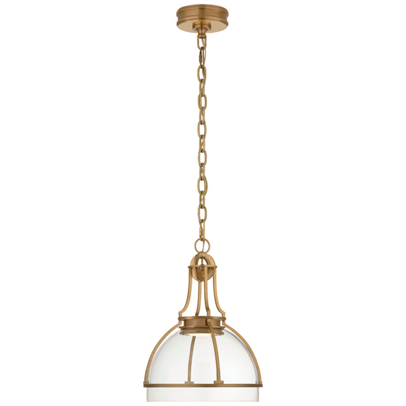 Gracie Medium Dome Pendant by Chapman & Myers , Clear, Antique Brass