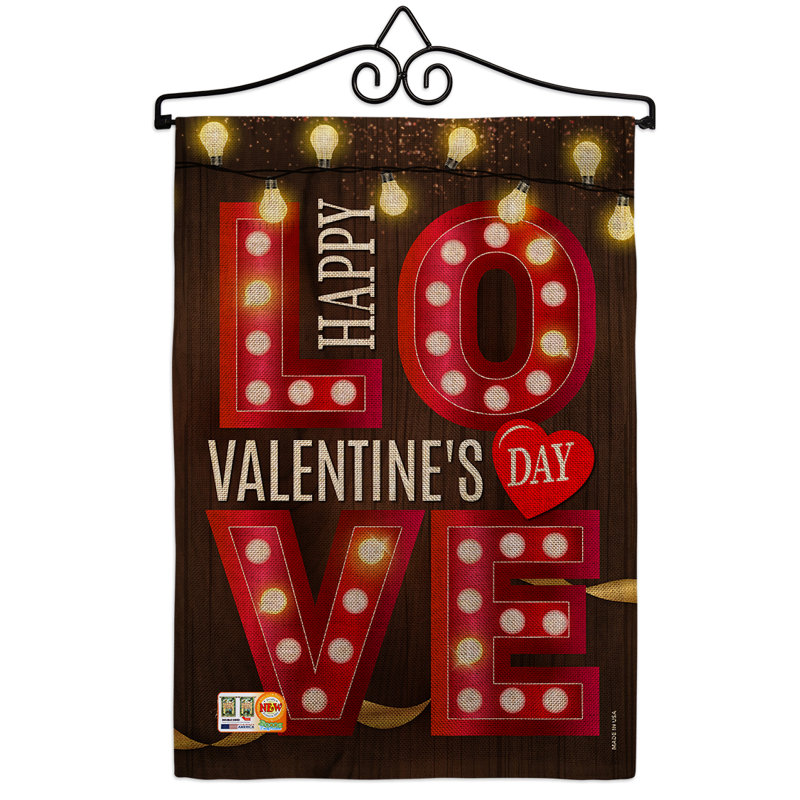 Éclairage de la Saint-Valentin à 2 faces en polyester 19 x 13 po Drapeau de jardin