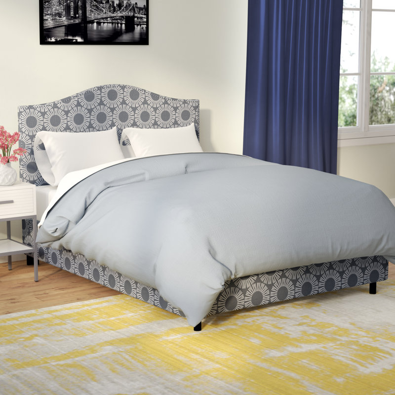 Perras Upholstered Unfinished Bed, King, Tulum Blue