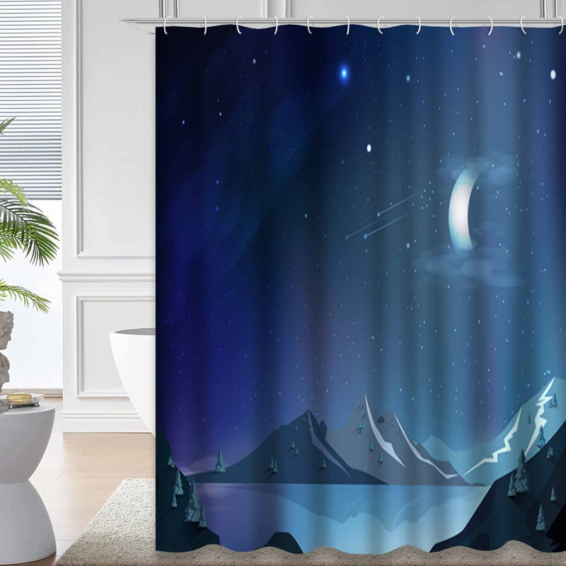 Rideau de douche avec 12 crochets Fantasy Night Moon, L 72 po x l 84 po