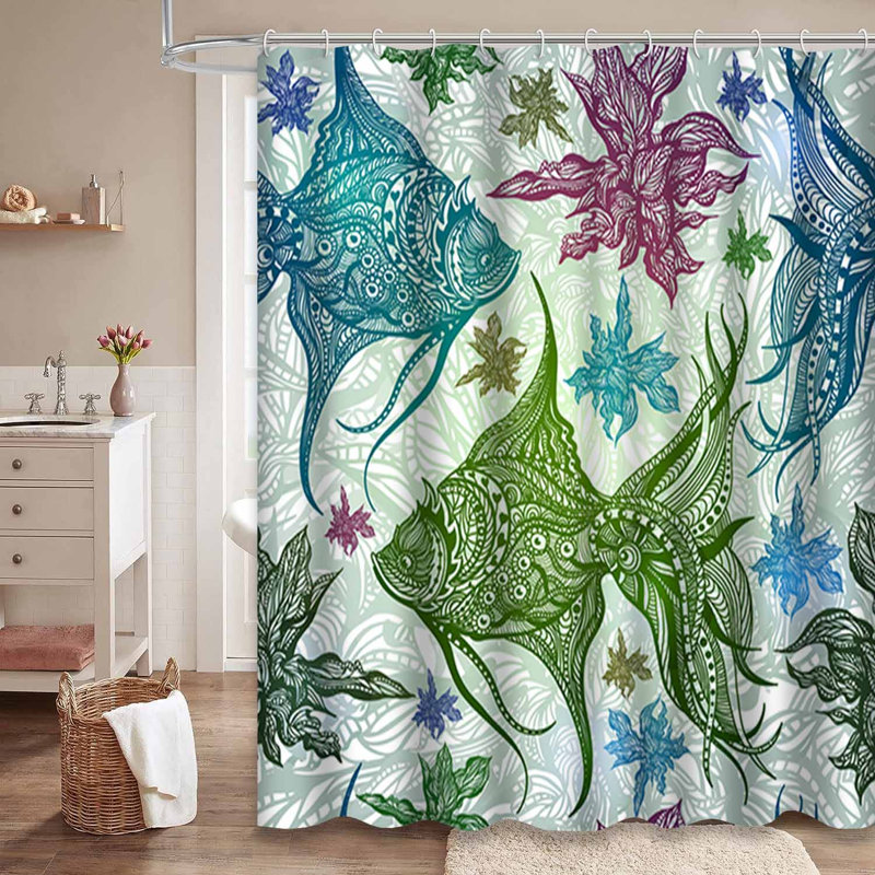 Rideau de douche imperméable à l'eau avec 12 crochets, L 72 po x l 84 po