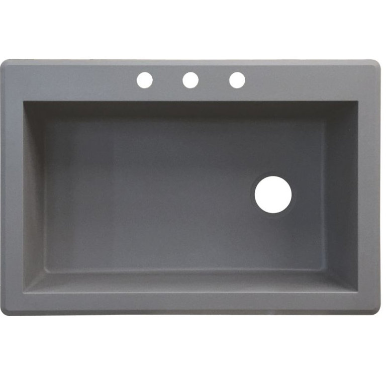 Radius 33'' L Single Bowl Granite Kitchen Sink, 3 hole, Gray