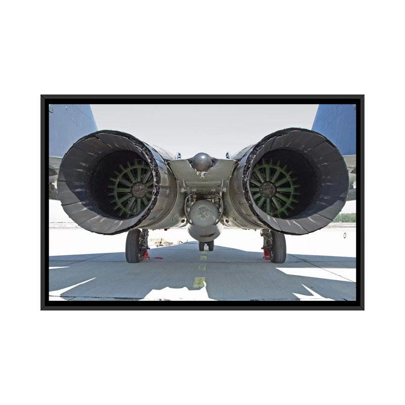 " View Of The RD-33 Engines On A Serbian Air Force MiG-29 Jet " by Anton Balakchiev, 18" H x 26" W x 1.5" D, No Mat