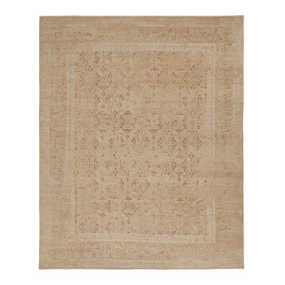 Hand Knotted Silk Area Rug in Brown
