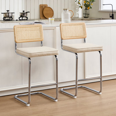 Tabouret de comptoir revêtu de lin Crumley
