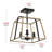 3-Light Farmhouse Semi Flush Mount Ceiling Light, Black Metal Cage with Wood Grain Finish, Rustic Industrial Close to Ceiling Fixture, ETL Listed, E12 Base, Dimmable, for Kitchen, Bedroom, Hallway