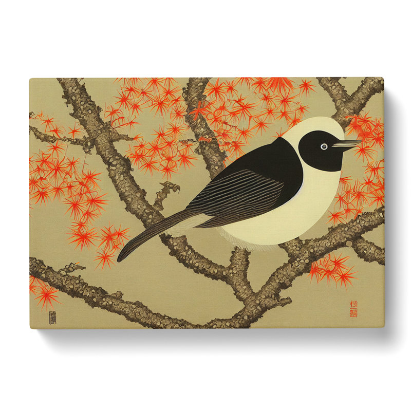 Japanese Bird - Wrapped Canvas Painting, 35cm H x 50cm W x 3cm D
