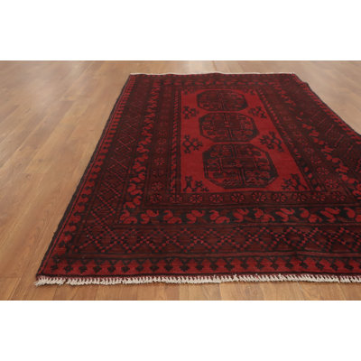 Elephant Foot Red Oriental Afghan Rug 3x5