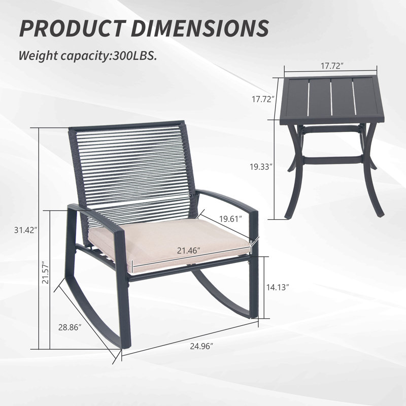 Ensemble de conversation bistro en métal pour 2 personnes, Beige