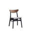 Ensemble de 2 chaises d'appoint Rebi en lin gris, noyer et finition noire
