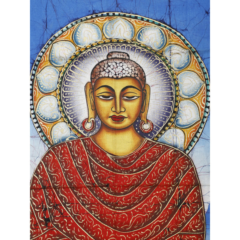 Bouddha de Gautam, peinture sur coton | Batik, peinture sur coton