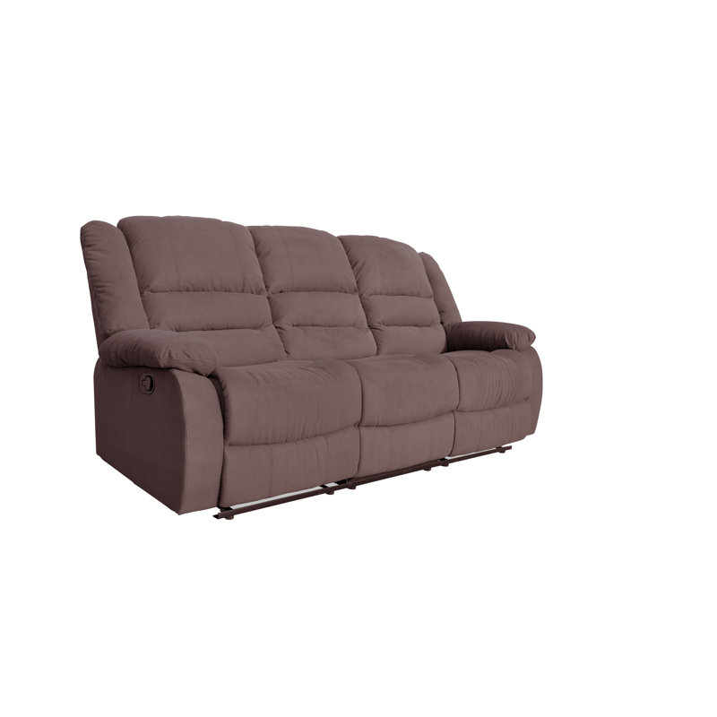 Canapé inclinable à accoudoirs coussinés de 81,5 po Dedmond, Sergé de polyester brun