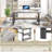 Hulste 53" Metal Base Writing Desk With Storag, Light Gray-350494591-350494590