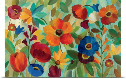 «Summer Floral V» par Aniessa, reproduction d'art, H 12 po x l 18 po x P 1,5 po, Toile