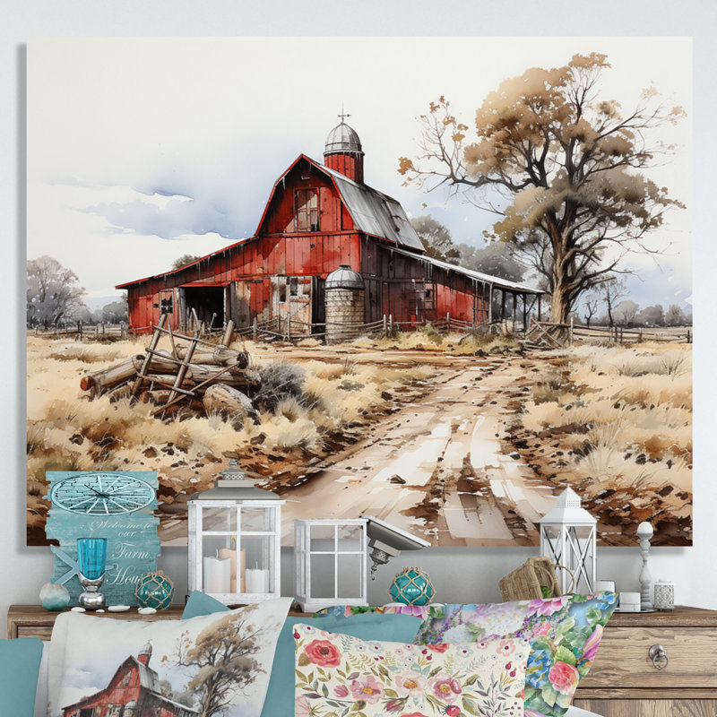 «Farmstead Lnadscape III - Farm Large», art mural, Toile tendue, H 30 po x l 40 po x P 1,5 po