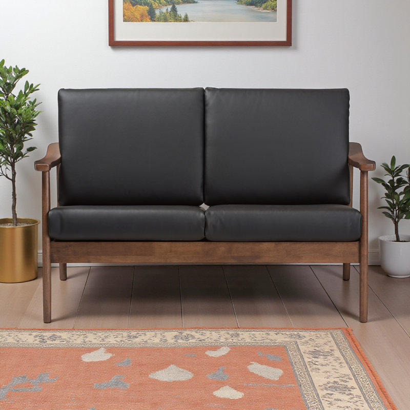 Revêtement en similicuir noir 2 places Dereham, H 29,35 po x l 49,73 po x P 32,95 po
