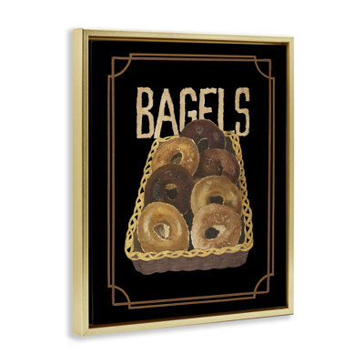 Basket Of Bagels Framed Floater Canvas Wall Art by Nancy Overton