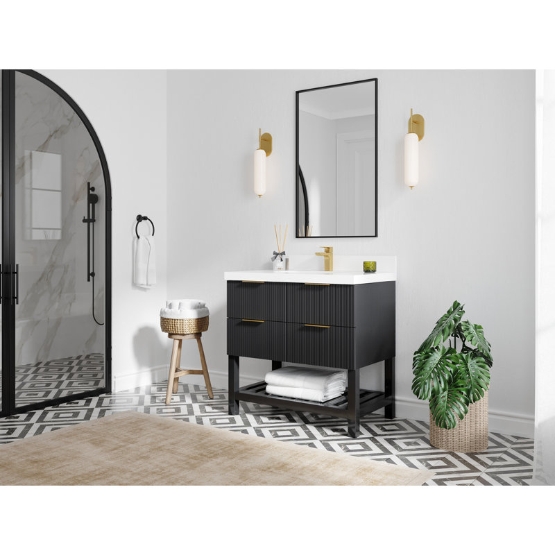 36 po X P 22 po De meuble-lavabo simple D Quartz blanc