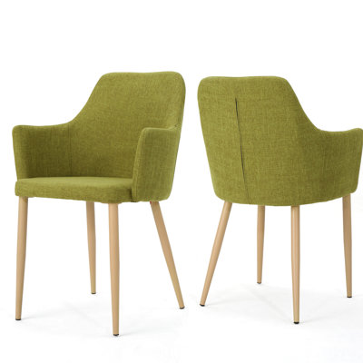 Dining Chair  2  - Stylish Fabric Upholstery With Iron Frame And Wood Finish Chairs Cozy