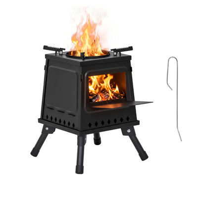 Portable Folding Wood Burning Stove, Outdoor Camping Fire Stove for Backyard Picnic Cooking, Metal Camp Stove Burns Wood and Charcoal