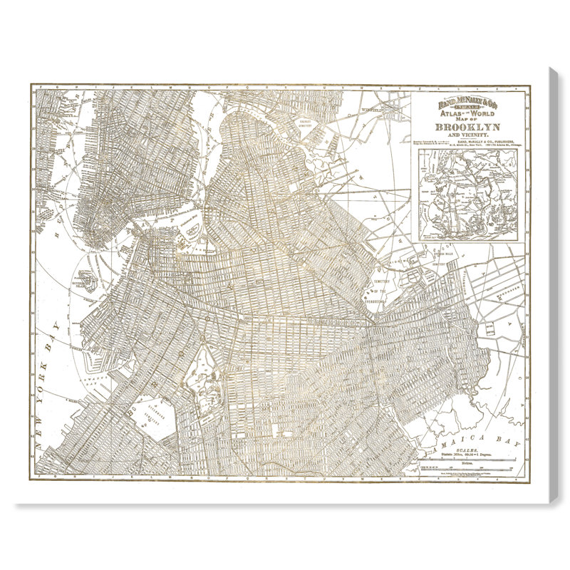 « brooklyn map », impression sur toile, H 24 po x l 20 po x P 1,5 po