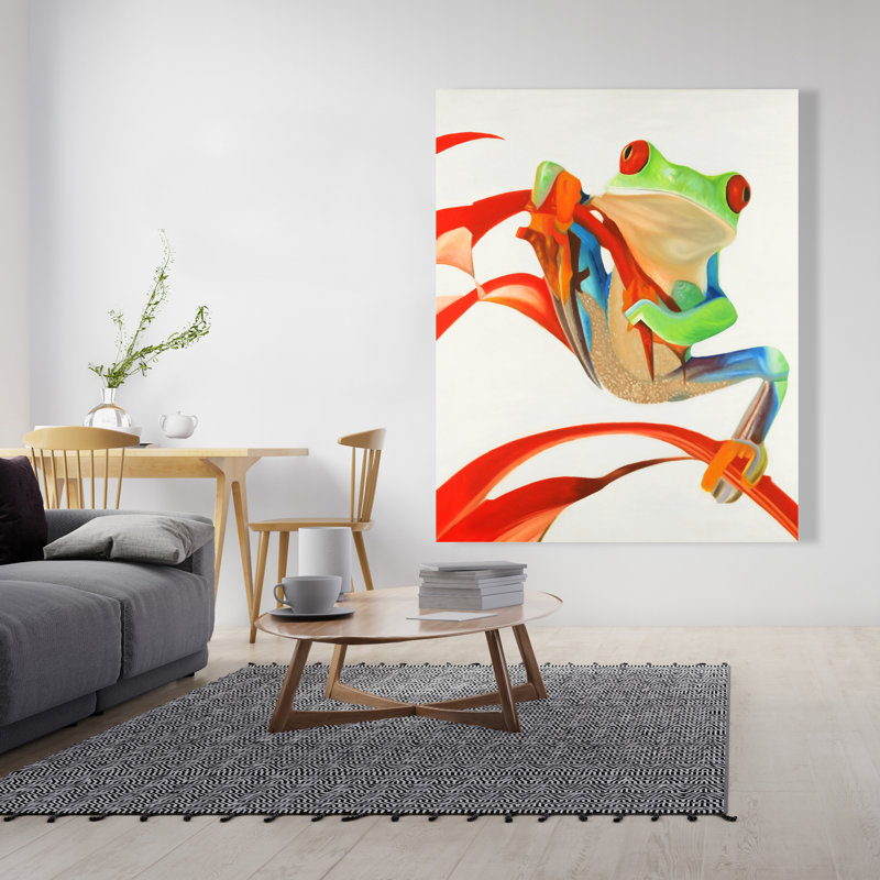 Grenouille aux yeux rouges - Toile de salon verte pour la décoration intérieure