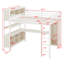 Lit mezzanine avec garde-robe intégré, bureau en L, rangement et étagères-1540281386