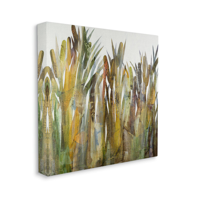 «Rustic Pampas Grass Cattails Wild Country Plants» par Steel - impression sur toile tendue, H 17 po x l 17 po x P 1,5 po