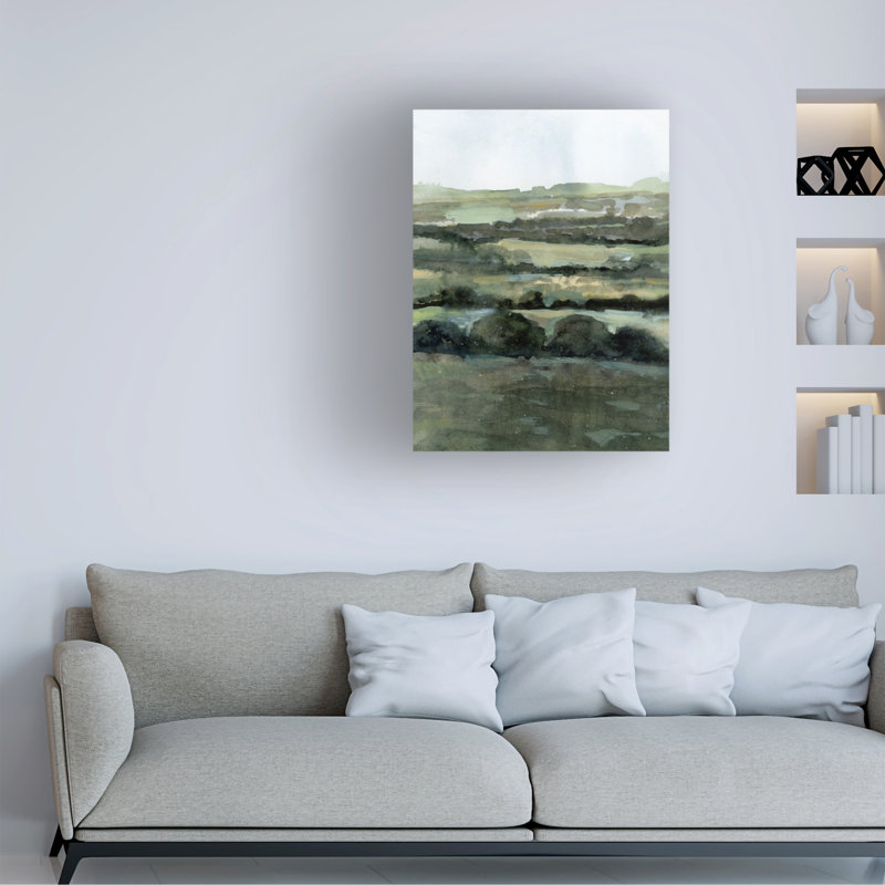 Victoria Barnes Tranquil Landscape Canvas Art in Green and Gray