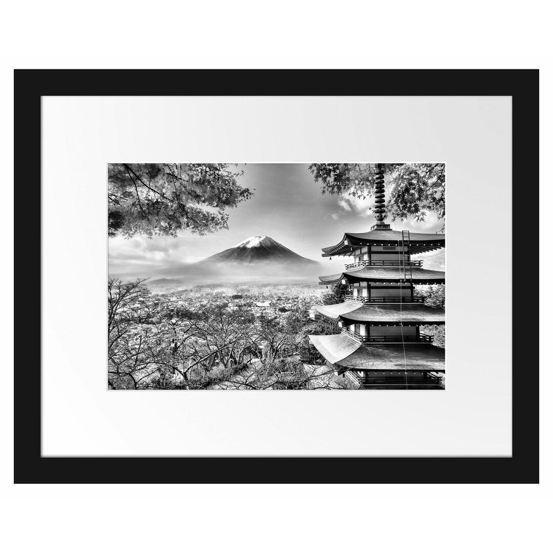 Gerahmtes Poster Japanischer Tempel im Herbst