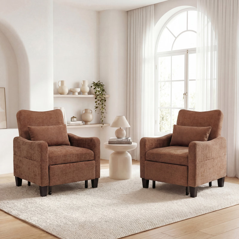 Upholstered Convertible Sleeper Accent Chair Bed Chaise Lounge Chair Armchair, 0range