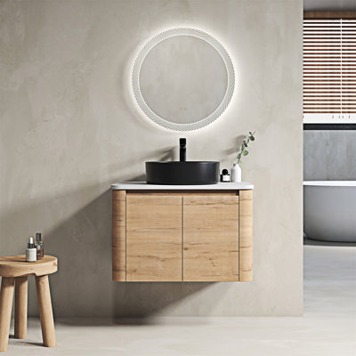 Meuble-lavabo mural avec lavabo d'art en céramique