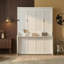 Grand lit escamotable vertical en bois avec bureau, vérins à gaz, armoire de lit dissimulée peu encombrante, blanc
