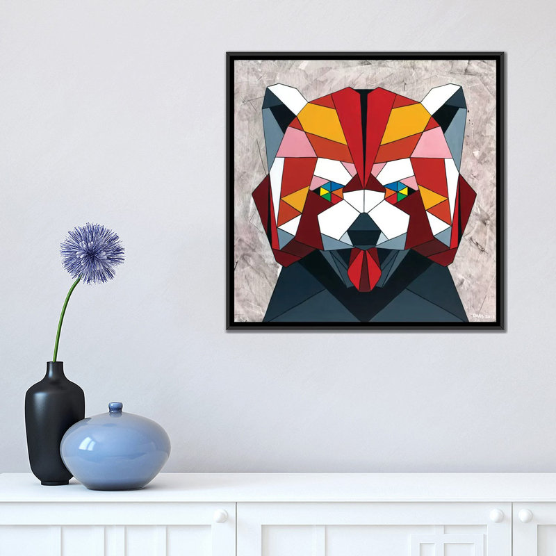Redpanda, impression sur toile tendue, H 18 po x l 18 po x P 1,5 po, Toile avec cadre noir, Pas de tapis