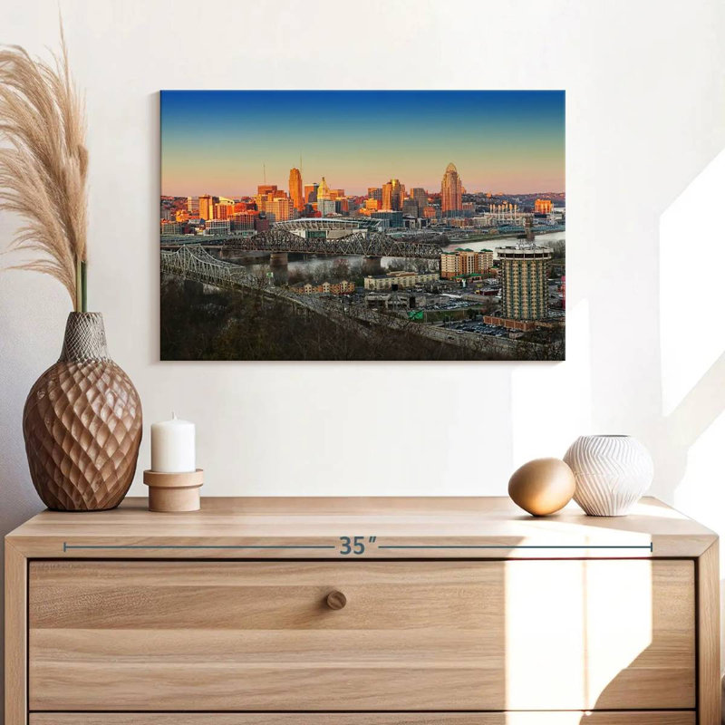 Hannes Cincinnati Sunset Skyline, 16" H x 24" W