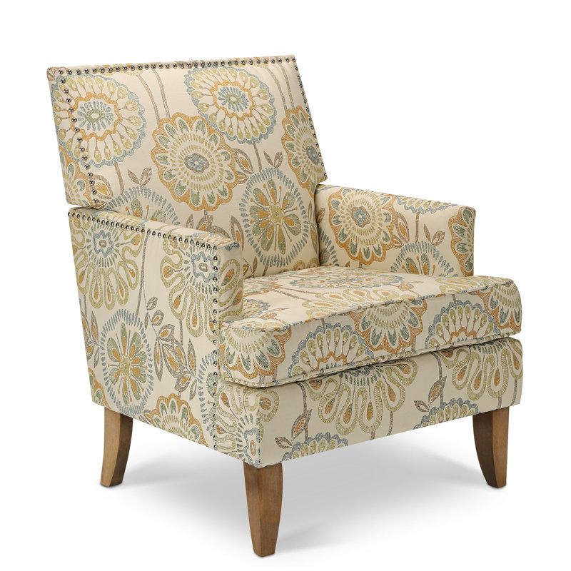 Fauteuil de 28,94 po de large Lippitt, Tissu de performance Revolution beige/jaune